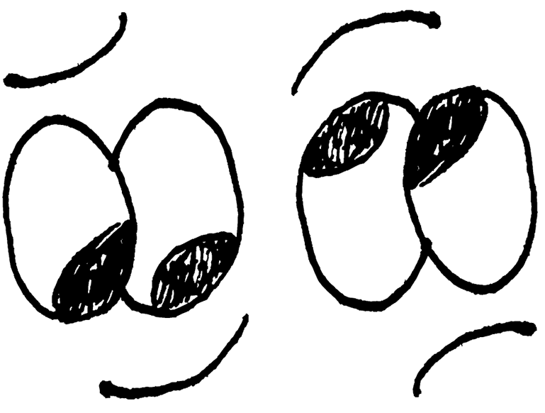 Ein lachender und ein trauriger Smilie. Durch Drehung des lachenden Smilies erhält man den traurigen Smilie.