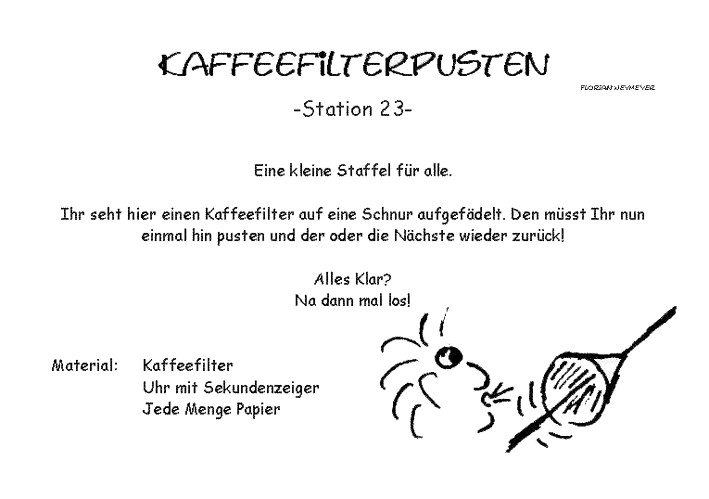 Stationsbeschreibung Kaffeefilterpusten