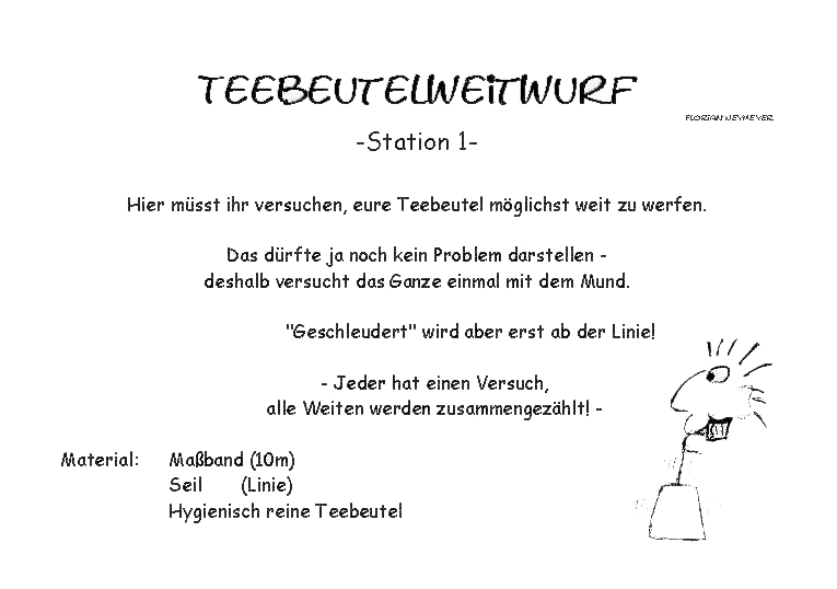 Stationsbeschreibung Teebeutelweitwurf